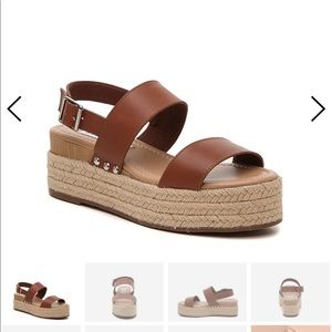 Fifer Cognac Leather Espadrille Wedge Sandal